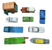 Collection of diecast vehicles and models including Matchbox Super Kings K-65 Plymouth Trail Duster