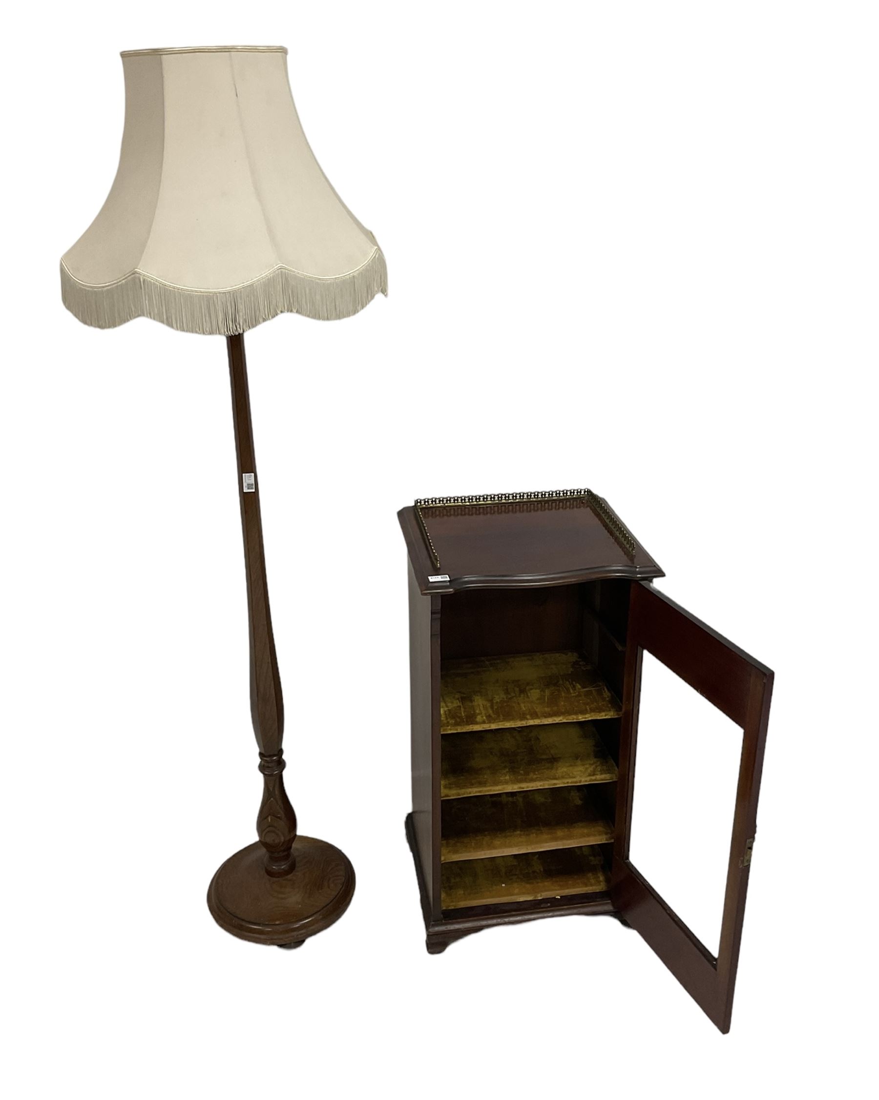 Edwardian music cabinet and an oak standard lamp - Image 2 of 2