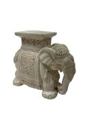 Ivory finish ceramic elephant seat