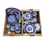 Woods Ware 'English Scenery' blue and white dinner ware and other matching pieces in two boxes
