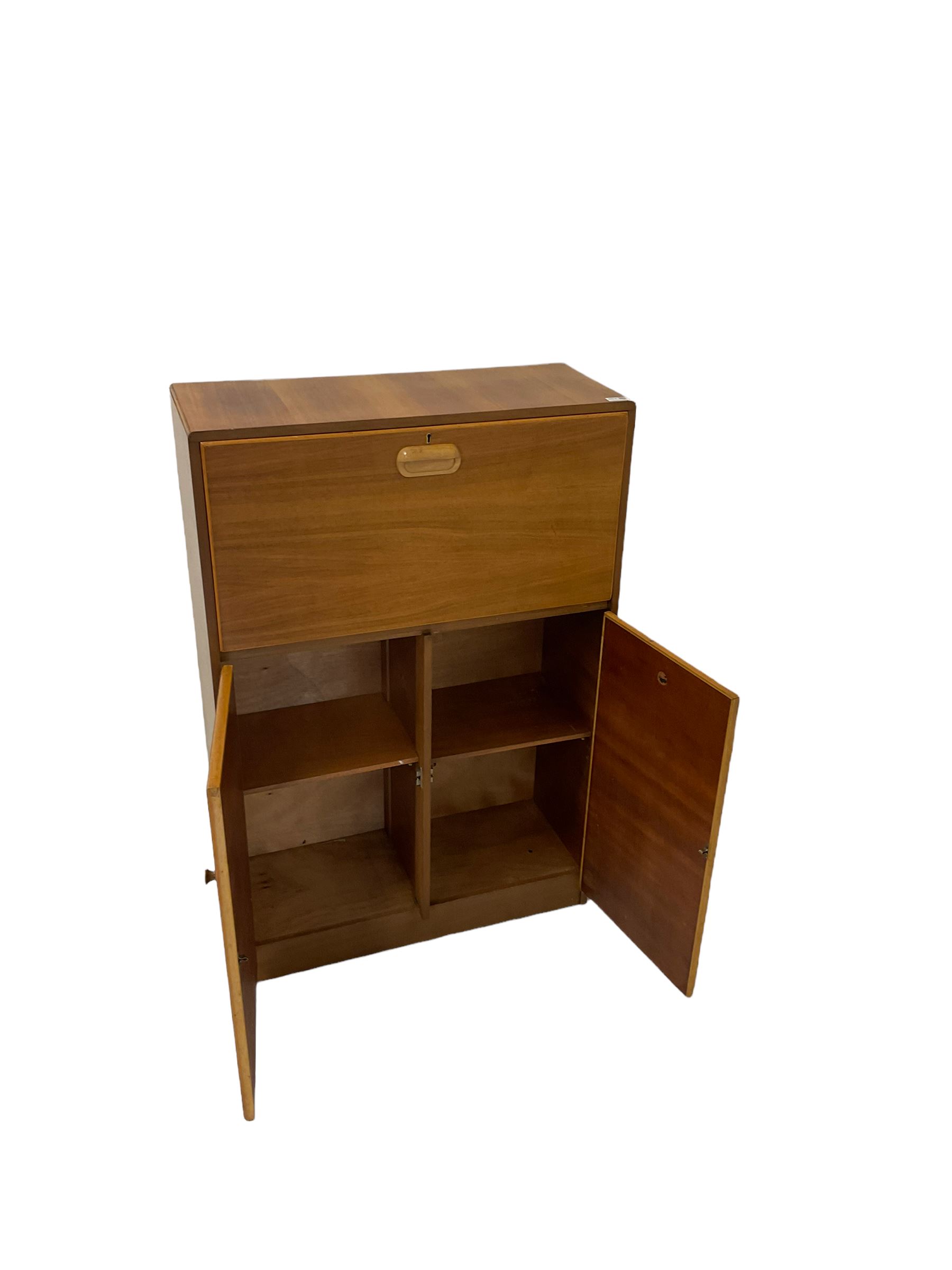 Teak chest with one fall front drawer over two cupboards - Image 4 of 4