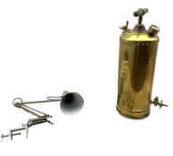 Wall-mounted Anglepoise lamp together with a vintage brass fire extinguisher H61cm (2)