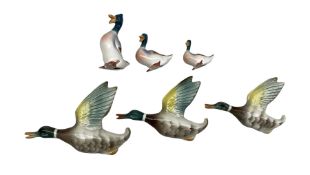 Set of three graduated flying mallards by Keele Pottery