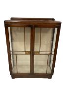 20th century oak display cabinet with two fixed glass shelves