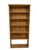 Pine book shelf with five fixed shelves
