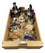 Victorian and later Staffordshire figures including two models of Dick Turpin and two Spaniels