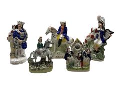 Victorian Staffordshire model of a Zebra with rider (a/f)