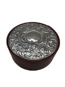 Continental silver-mounted leather box stamped 925 D15.5cm