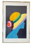 French School (20th century): 'Portrait of a Lady' Art Deco Side Profile of Lady with Hat