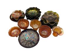 Quantity of Carnival and other iridescent glass in one box