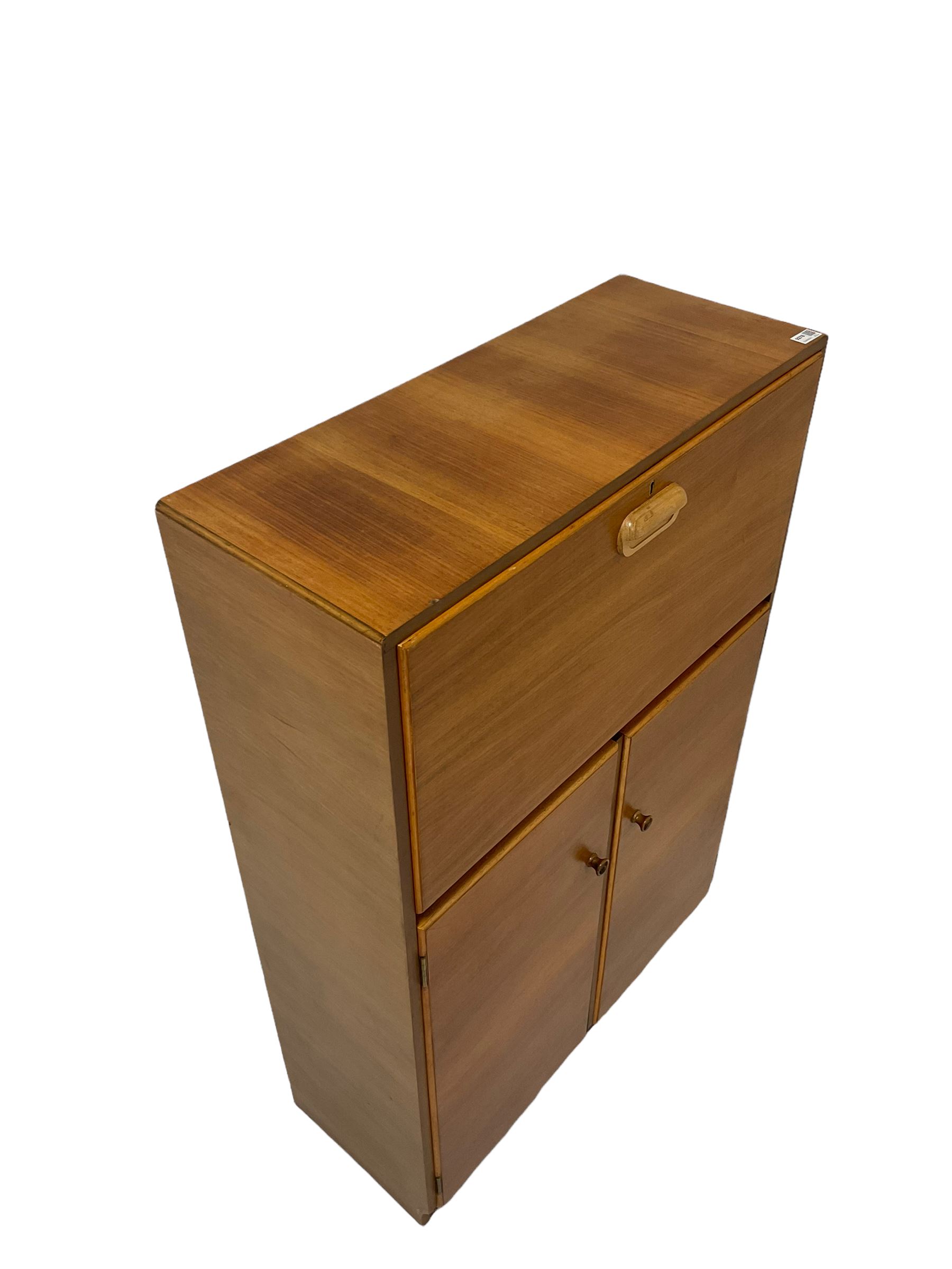 Teak chest with one fall front drawer over two cupboards - Image 2 of 4