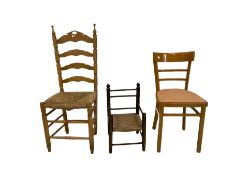 Three chairs of various different styles and sizes