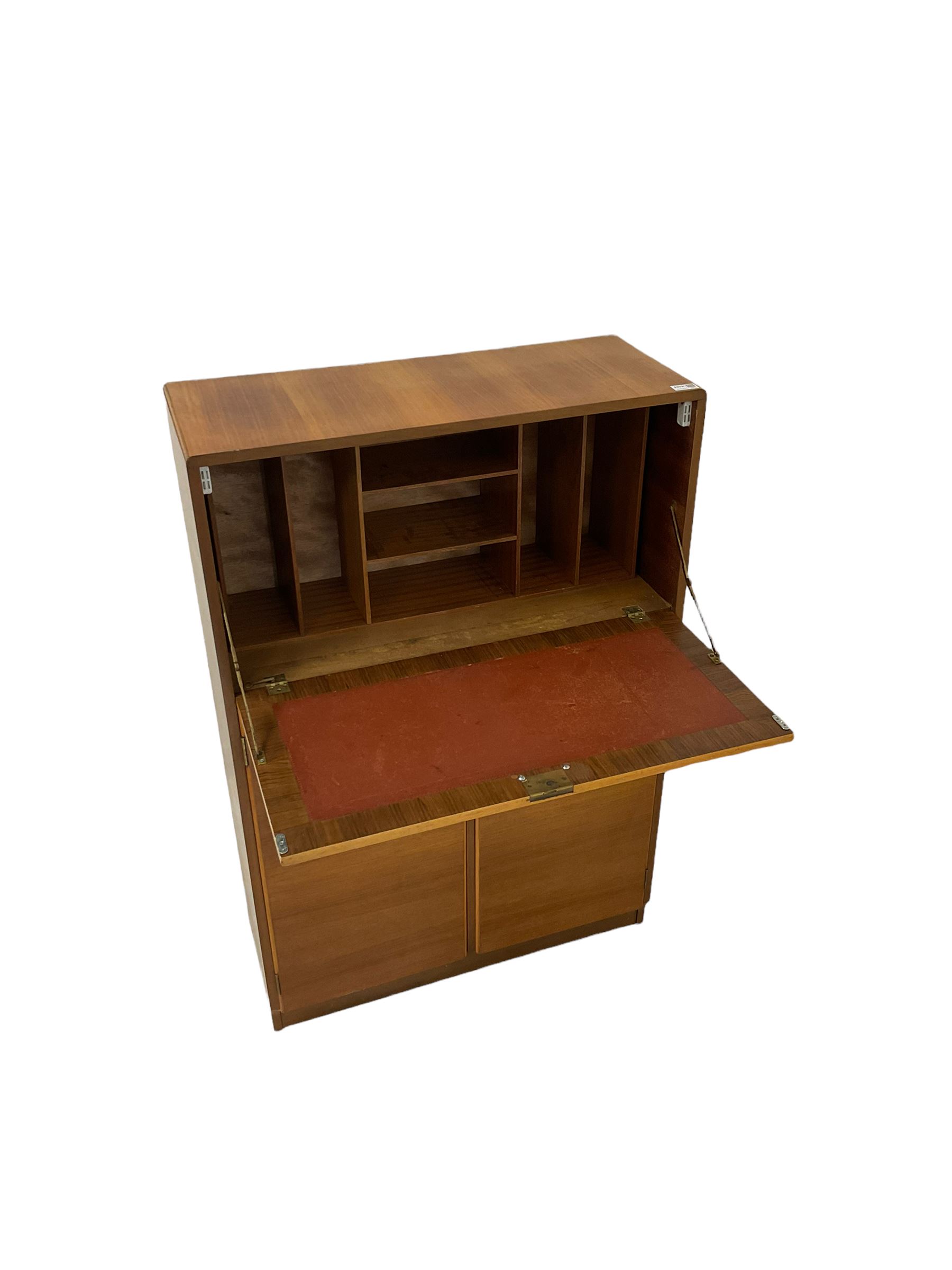 Teak chest with one fall front drawer over two cupboards - Image 3 of 4