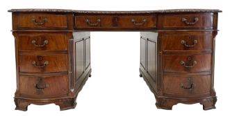 Georgian style mahogany twin pedestal partner's desk