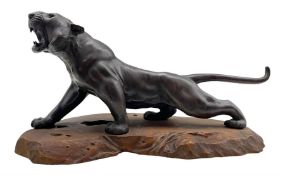 Large Japanese patinated bronze of a tiger