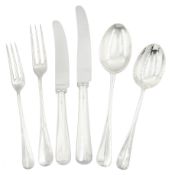 Suite of silver rat tail cutlery for six covers comprising six table forks