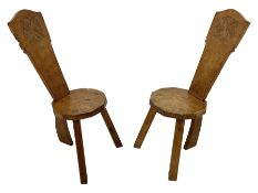 'Gnomeman' pair oak hall chairs