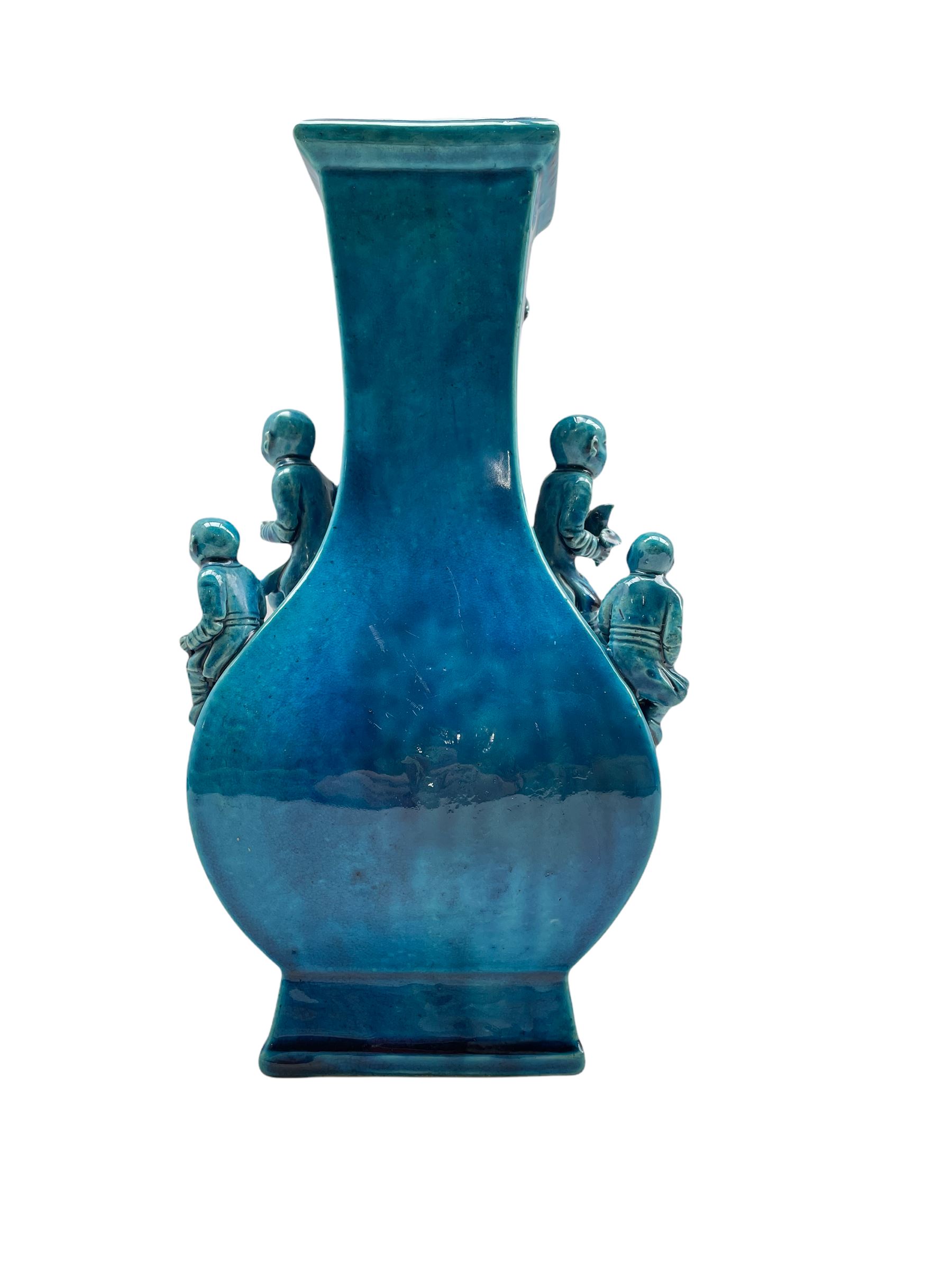 18th/19th century Chinese turquoise glazed 'Boys' vase - Image 3 of 6