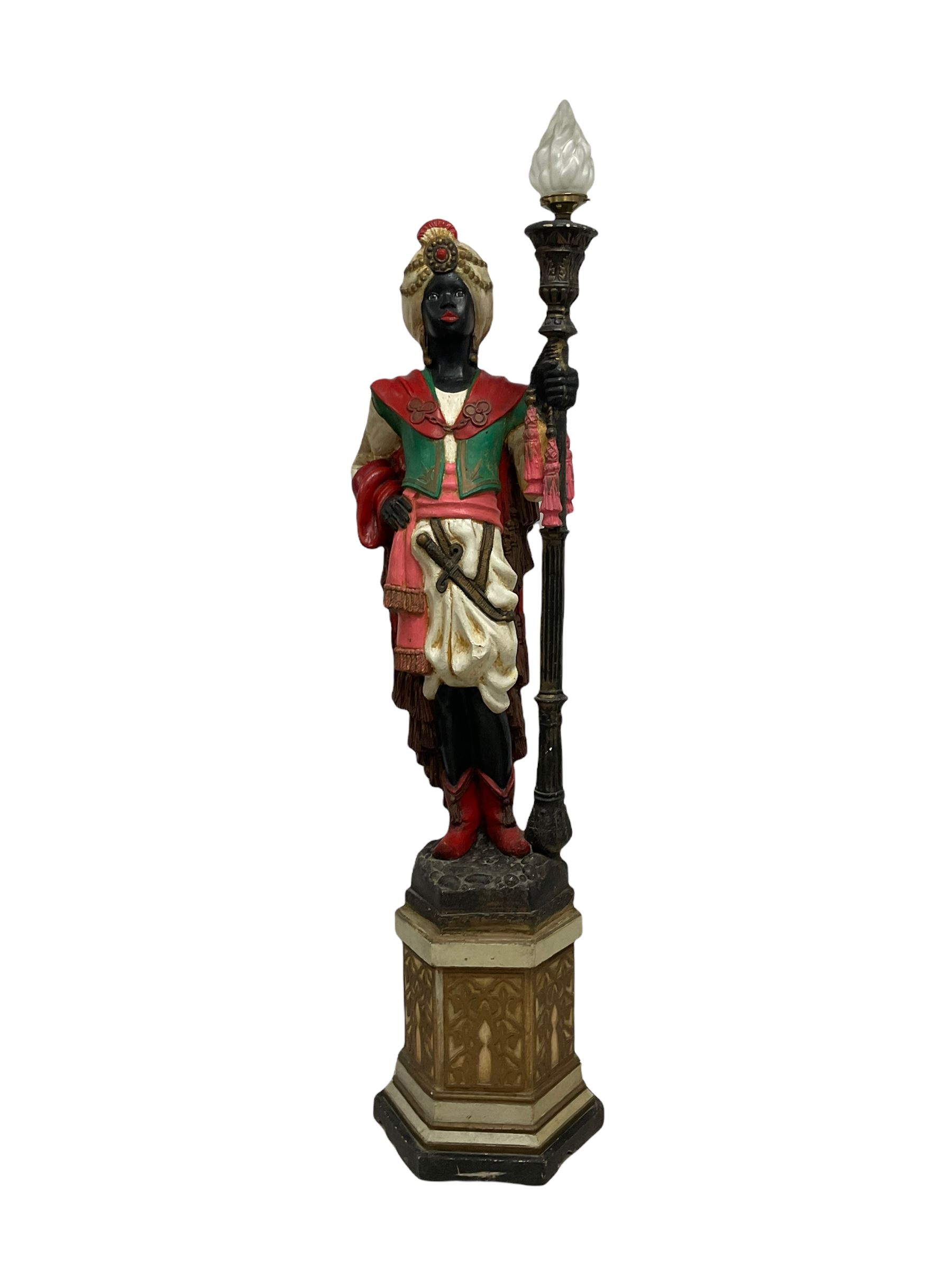 Standard lamp in the form of a Moorish courtier holding a light in the form of a torch staff - Image 2 of 5
