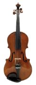 Mid-19th century violin by John Wouldhave (British 1805-1877): two-piece maple back