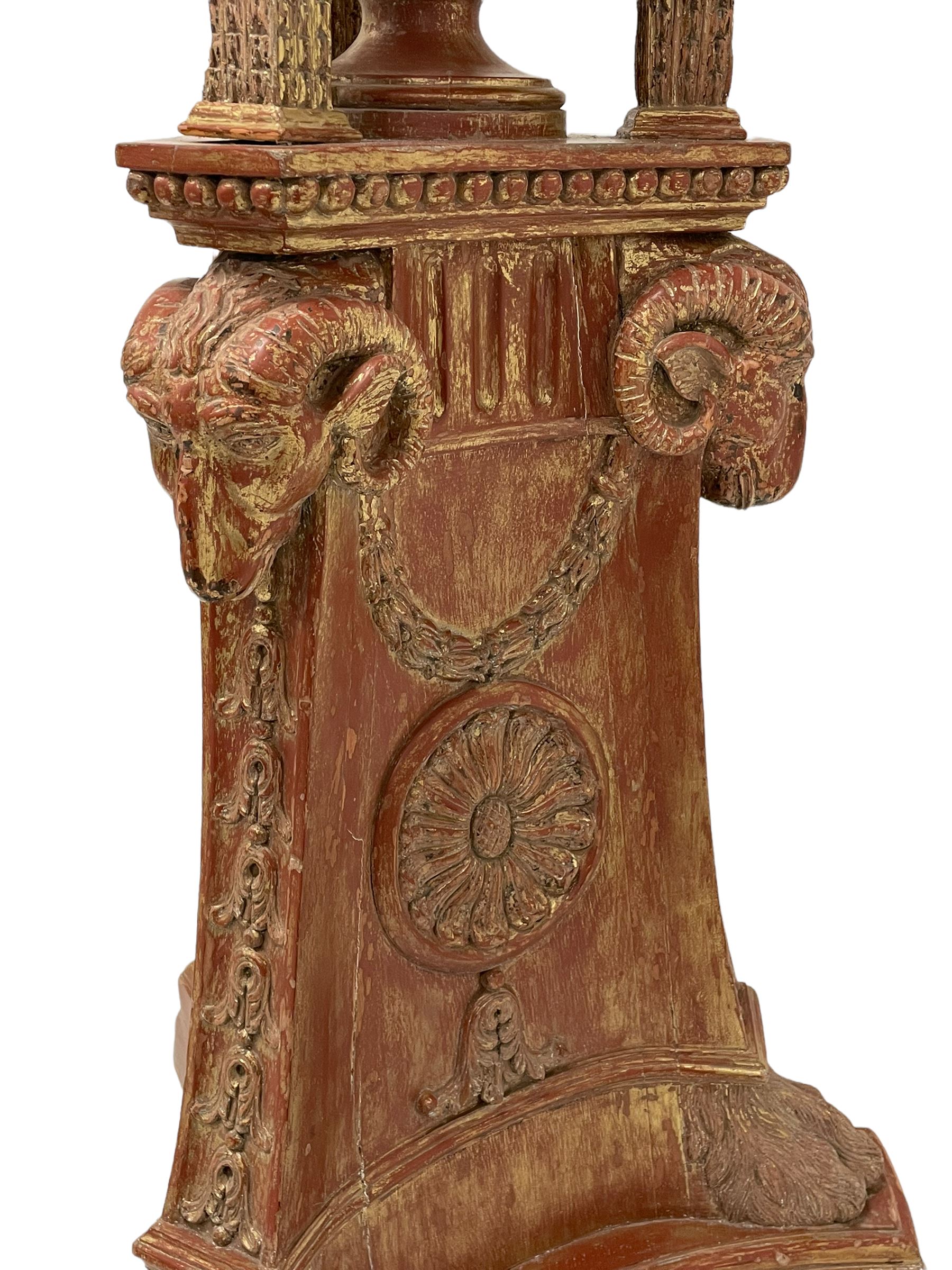 Late 20th century carved beech torchere or floor lamp in the manner of Adams - Image 9 of 13