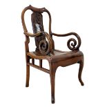 Chinese hardwood open armchair