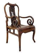 Chinese hardwood open armchair