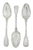 Nine George III silver fiddle and thread pattern tablespoons engraved with the Feversham crest Londo