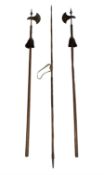 Pair of early 20th century polearms each inscribed 'Westmorland 1910-11' and with a crest 'Prudentia