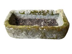 19th century tooled and weathered stone trough or planter