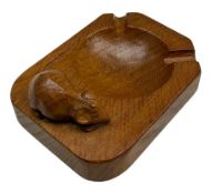 'Mouseman' oak ashtray with carved mouse signature