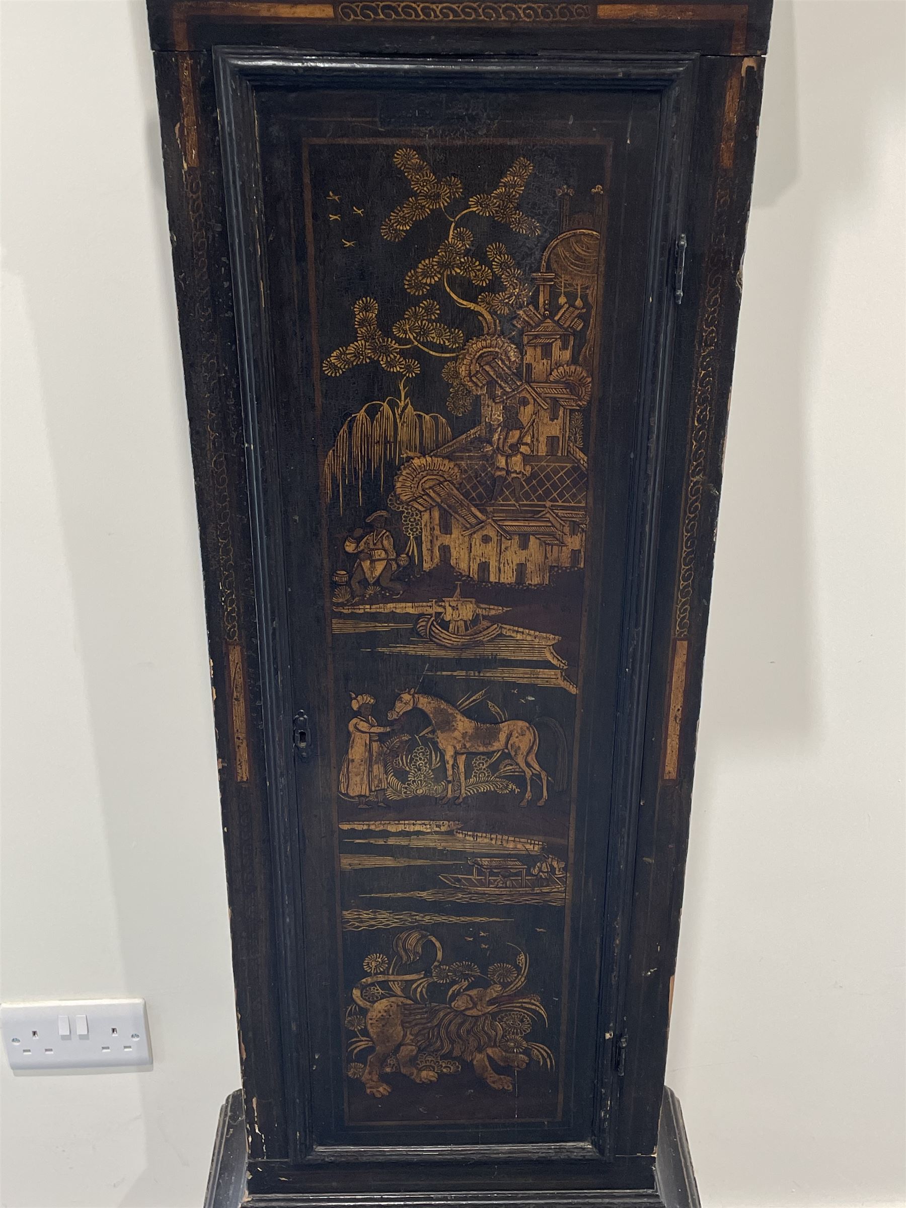 George II japanned longcase clock by Joseph Stevens - Image 6 of 7