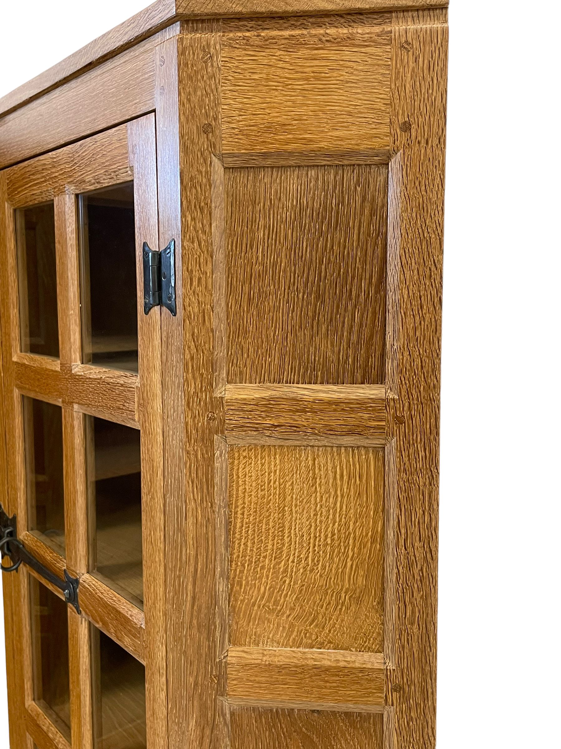 'Rabbitman' pair panelled oak wall hanging corner cabinets - Image 4 of 5