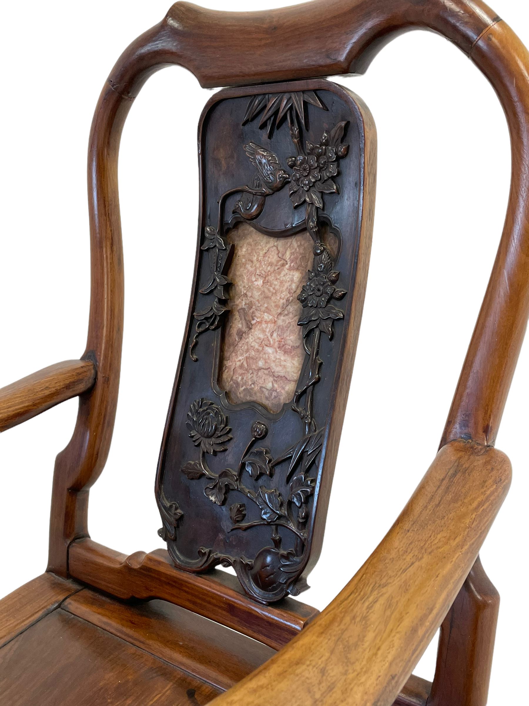 Chinese hardwood open armchair - Image 4 of 6