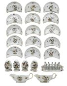 Set of fifteen Herend Rothschild Bird pattern crescent shape dishes