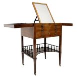 George III mahogany and satinwood banded enclosed washstand or dressing stand