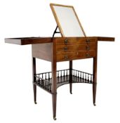 George III mahogany and satinwood banded enclosed washstand or dressing stand