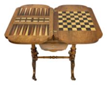 Victorian walnut games table