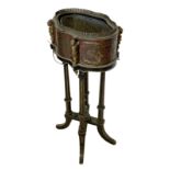 19th century ebonised and red Boulle work jardiniere or planter stand