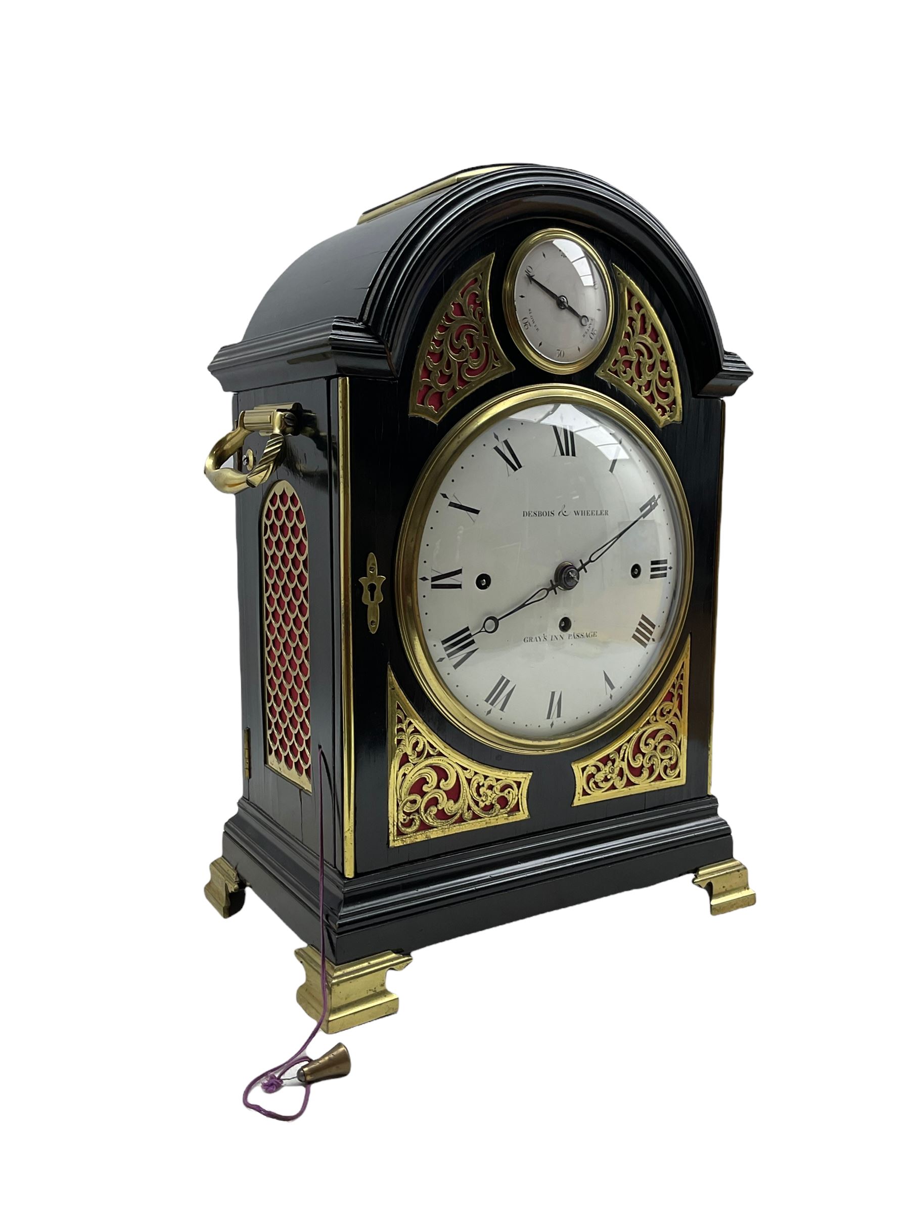 Early 19th century ebonised bracket clock by Desbois & Wheeler of Gray's Inn Passage - Image 2 of 5