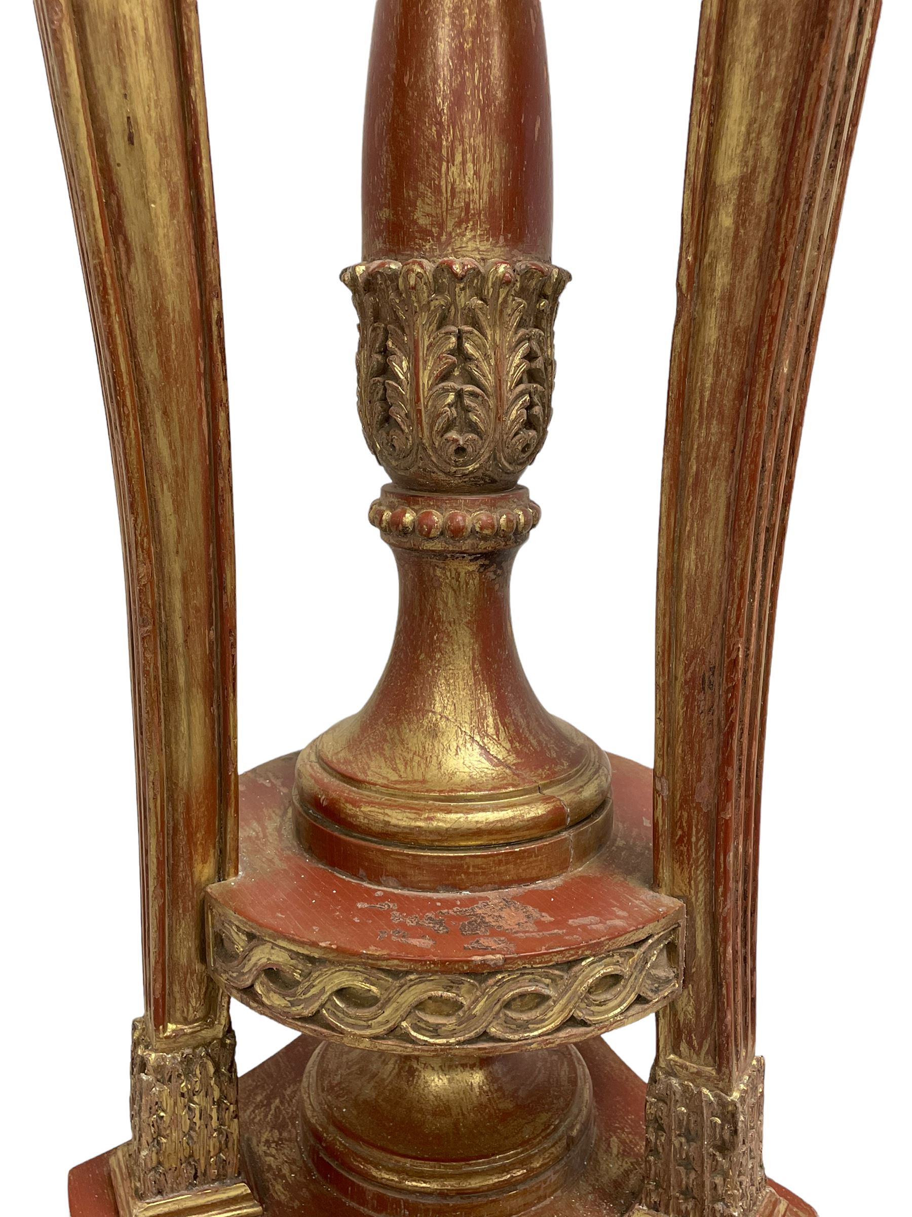 Late 20th century carved beech torchere or floor lamp in the manner of Adams - Image 7 of 13