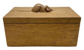 'Mouseman' rectangular box and cover with carved mouse signature
