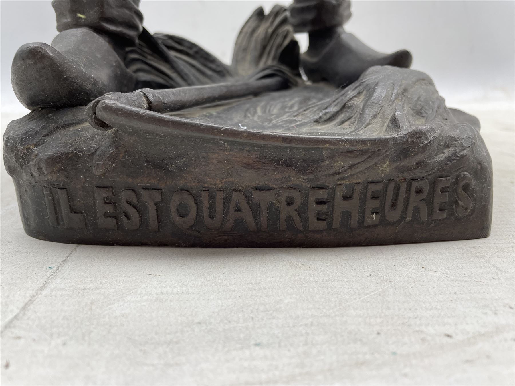 Henri Fugere (French 1872-1944) Bronze figure of a farm labourer cutting bread 'Il Est Quatre Heures - Image 2 of 3
