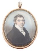 English School (Circa 1800) Portrait miniature upon ivory Head and shoulder portrait of a gentlema