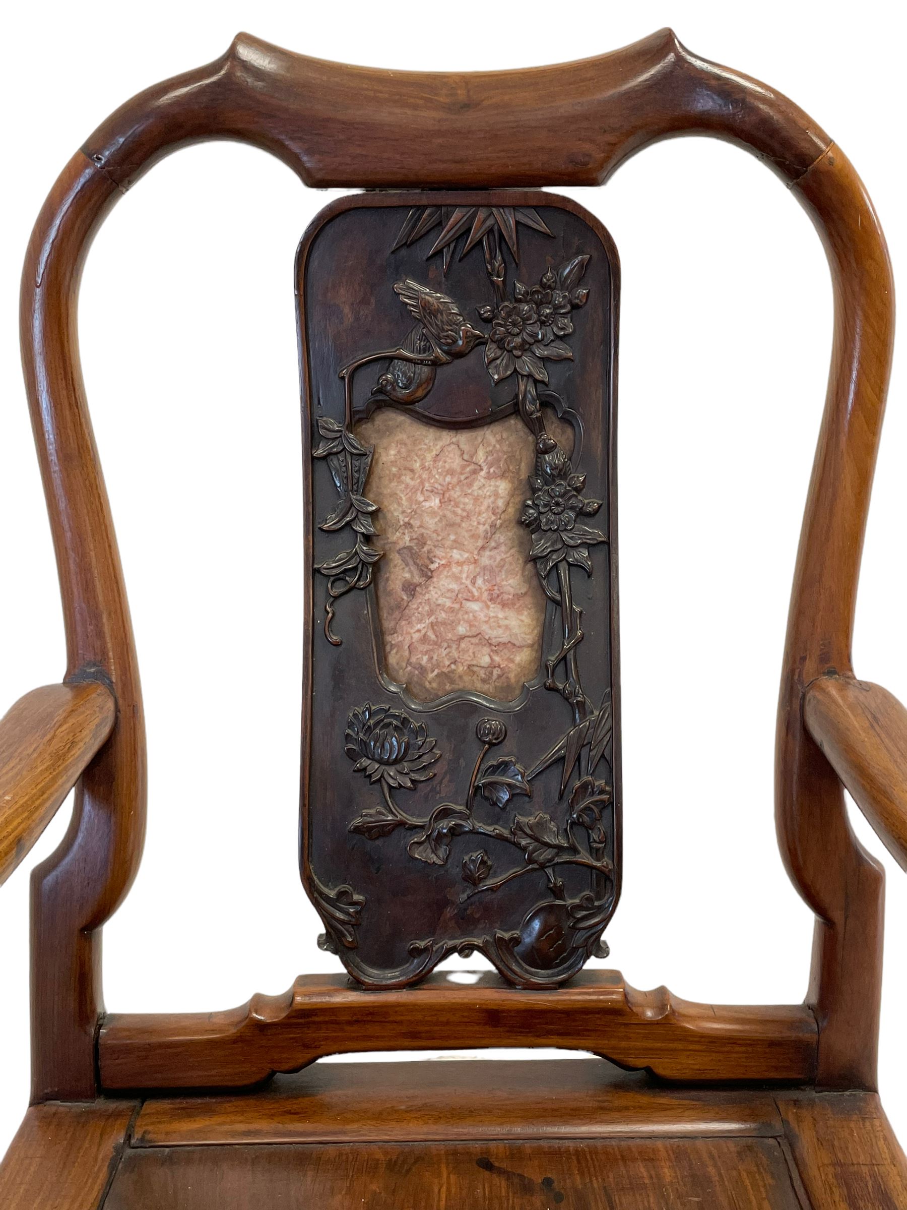 Chinese hardwood open armchair - Image 5 of 6