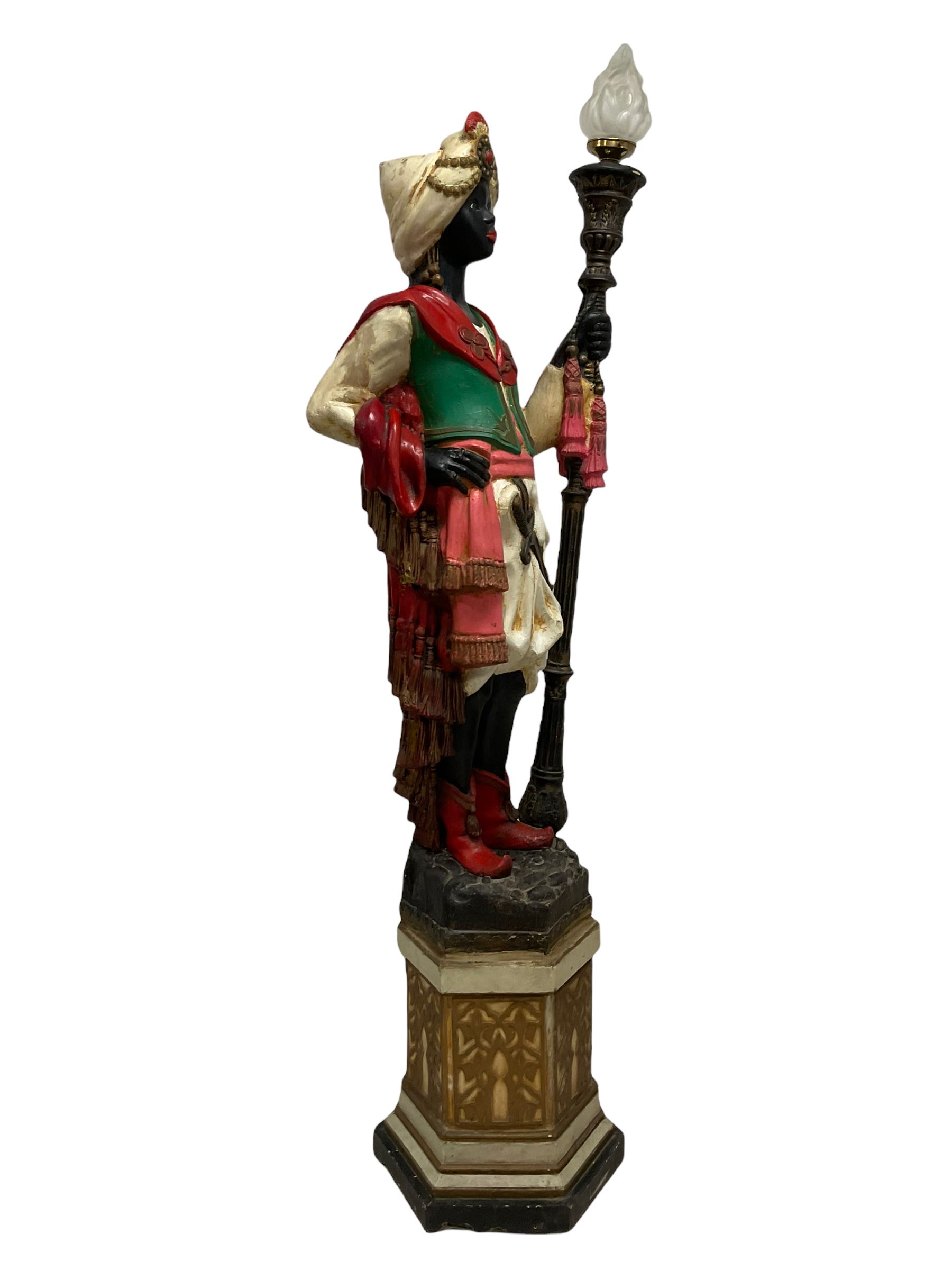 Standard lamp in the form of a Moorish courtier holding a light in the form of a torch staff - Image 3 of 5