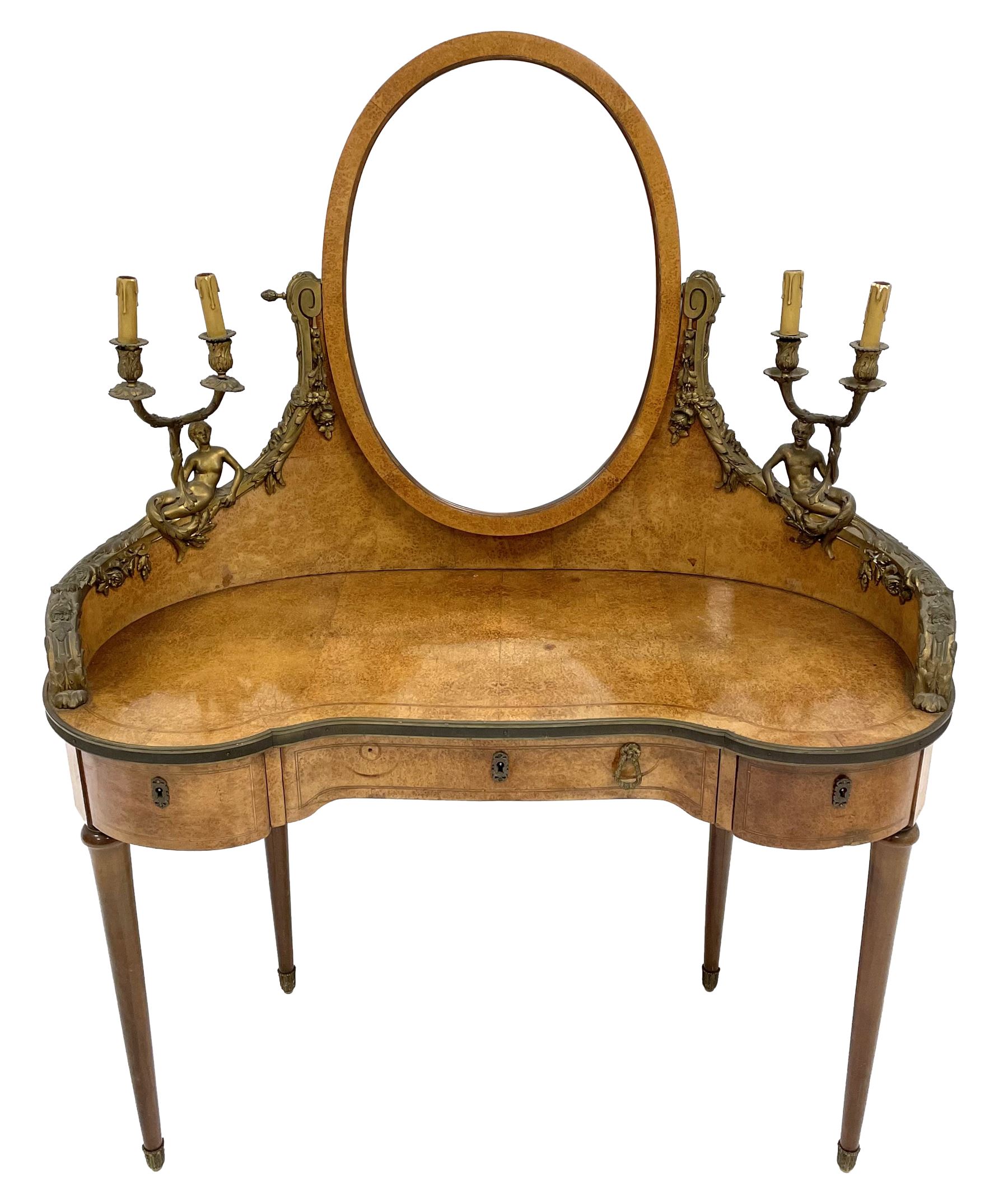 Late 19th century amboyna and ormolu mounted dressing table