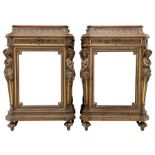 Pair late 19th century walnut and parcel gilt side cabinets