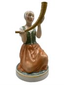 Royal Copenhagen overglazed figure depicting Kristine Svendsdatter designed by Holger Christensen