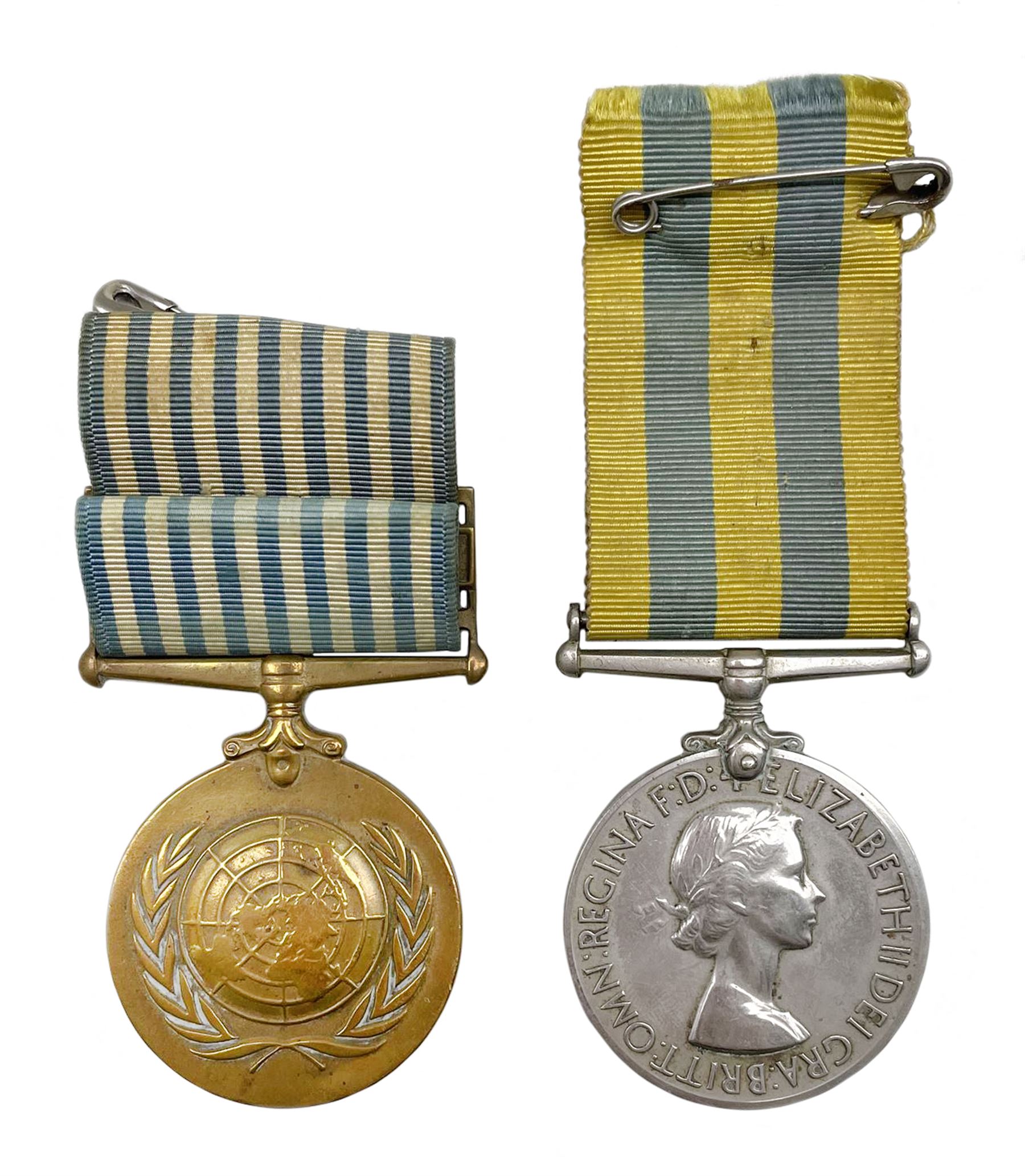 Pair of Korean War service medals to Rifleman R Burrow